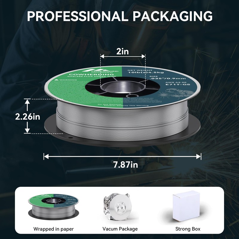 Flux Core Gasless MIG Wire, 0.035" Diameter E71T-GS Mild Carbon