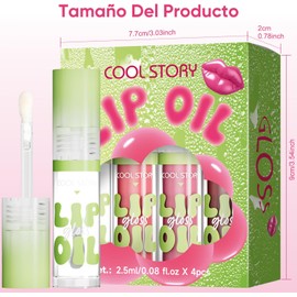 NEARPOW 4PCS Lip Oil Hidratante y Lip Gloss, Brillo de Labios con Aceite Escualano vegano, no pegajoso, duradera nutricion, alto brillo, cuidado labios secos, suave cosmetico
