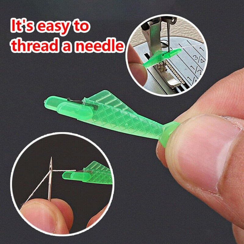 5X Green Sewing Machine Needle Threader Stitch Insertion Tool Automatic