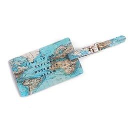 Word Map Front Cover PU Leather Passport Covers with Luggage Tags, Passport Holder Travel Suitcase Tag Set for Plane - Travel Boarding Accessories for Women,Travel Gift
