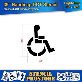 Pavement Stencils - 39 in - Handicap - ADA Stencil - 39" x 34" x 1/16" (63 mil) - Light-Duty