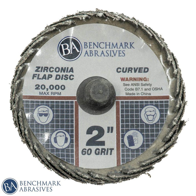 Benchmark Abrasives 2" Quick Change Zirconia Curved Flap Disc Grinding