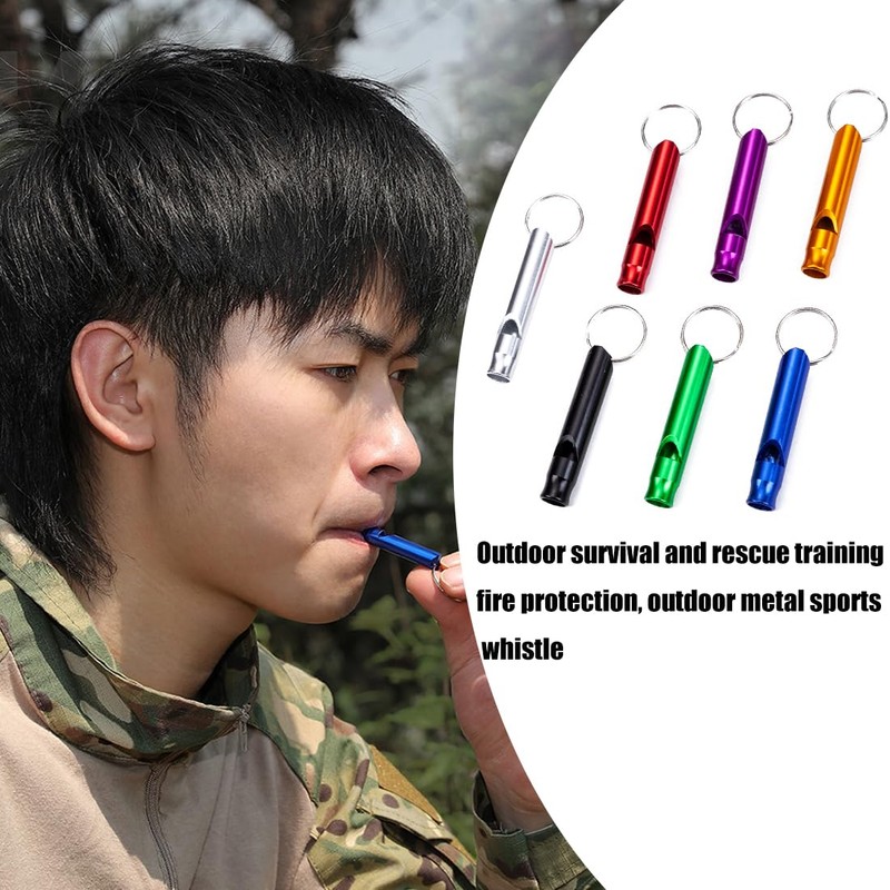 WeddHuis Pack of 7 Rescue Whistle, Aluminium Emergency Whistle, Outdoor