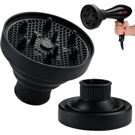 Calmind Difusor Plegable de Secadora - Difusor Universal para Secadores de Pelo y Rizadores, para Rizos Perfectos, High temperature Anti-Frizz Styling Accesories 40-45 mm Color Negro
