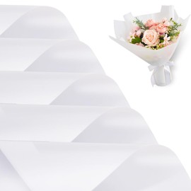 BEISHIDA 20 PCS White Floral Wrap Matte Floral Wrapping Paper Flower Bouquet Wrapping Paper Waterproof Wrap Craft Wrapping Paper for Bouquet Florist Supplies Wedding Floral Graduation
