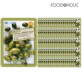 (100 sheets) Foodaholic 3D Olive Natural Essence Mask Pack / (100매)푸드어홀릭3D 올리브 내추럴에센스 마스크팩