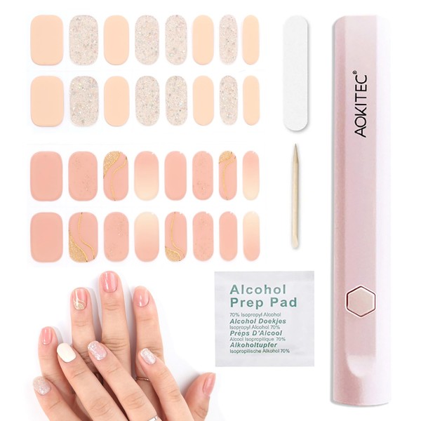Aokitec Semi Cured Gel Nail Stickers with UV Nail Lamp