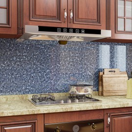 VaryFloral Blue and Dark Terrazzo Contact Paper for Countertops Peel and Stick Glossy Granite Marble Wallpaper Waterproof Modern Marble Vinyl Wrap for Shelf Prepasted Counter Top Covers 11.8"x118"