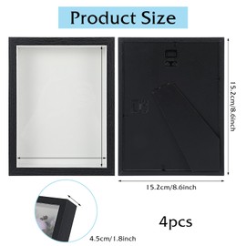 4 Pack 6 x 8 Inches Shadow Box Frame, Small Wood Frame Memory Display Cases,1.8in Depth Picture Frame Case for Dried Flowers, DIY Craft, Memorabilia, Medals and Photos