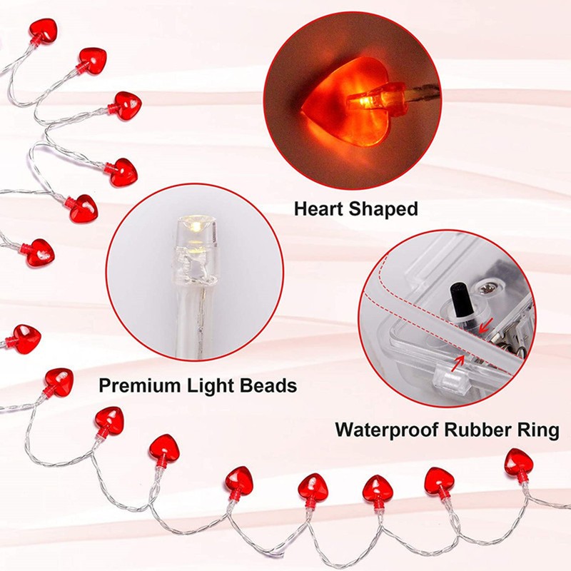 Love Heart Shaped String Lights 6 Meter 40 Leds Heart