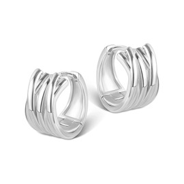 ALEXCRAFT Silver 925 Hoop Earrings Small Earrings 14 Carat Gold-Plated Multiple Chains Twist Earrings Oval Hoop Earrings Chunky Thick Lightweight Wide Chunky Earrings Cartilage Hoop Huggie Small Hoop