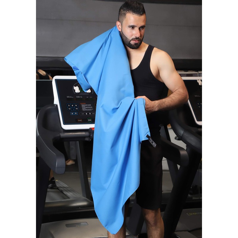 RainLeaf Antibacterial Microfiber Towel Large (24 x 48 inches) Blue