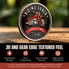 MilestoneMint 3 Year Sobriety Coin - Riding Sober AA Medallions - 3 Year AA Chips & Medallions to Celebrate Milestones - Three Year Sober Coin Gift for Men & Women in Recovery