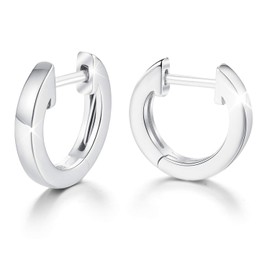 Esberry 18K Gold Plating 925 Sterling Silver Earrings Small Hoop Earrings Huggie Hoop Earrings Cuff Earring Hypoallergenic Earrings for Women (White Gold)