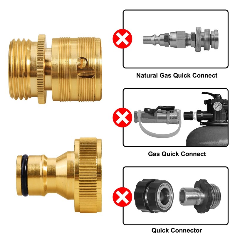 YELUN Garden Hose Quick Connect Solid Brass 3/4" GHT External