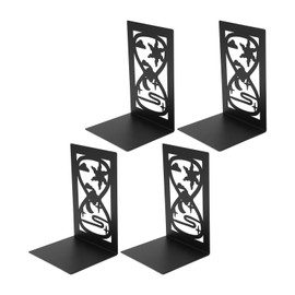 4Pcs Metal Book Ends Orderly Storage Arbitrary Adjustment Smoother Edges Innovative Bookends Decorative for Home School Hourglass