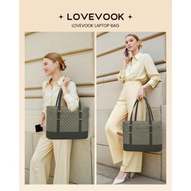 LOVEVOOK Laptop Bag for Women, 15.6 Inch Work Tote Computer Bag With Large Cup Holder, Lightweight Large Laptop Briefcase for Travel, Bussiness, Teacher