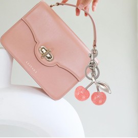 Cherry Keychain Bag Charms, Cute Purse Charms for Handbags, Bag Accessories, Kawaii Gifts for Girls Women, Pink+ Silver