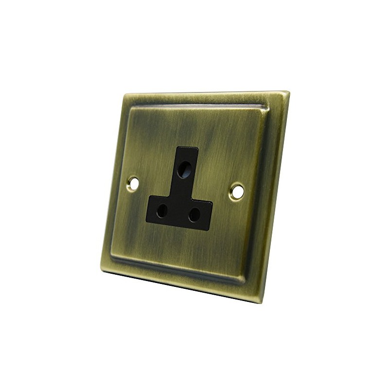 AET VAB5ASOCBL Victorian Antique Brass 5 Amp Socket-5A 1-Gang Round