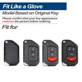INFIPAR Fit for Jeep Gladiator JT Sahara JLU Wrangler JL JLU Rubicon Wagoneer TPU Key Fob Remote Cover Case Shell Glove Pouch Holder Protector Keyless Entry Sleeve Accessory, w/ Key Chain, Red