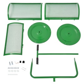 KUAFU 24" Compost Spreader Peat Moss Spreader T-Shaped Handle for Planting Lawn and Garden Care Manual Spreaders Roller Green Powder Coated Steel Mesh Basket