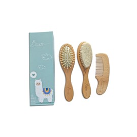 Gentle Care Wooden Baby Hair Brush and Comb Set by BeaverStrong - 2 Brushes and 1 Comb for Newborns - Soft Bristles, Safe and Natural - Perfect for Delicate Infant Hair and Scalp