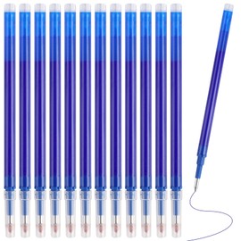 12 Pack Erasable Pen Refills Compatible with Pilot Frixion Pens, Blue Ink, 0.5mm Stainless Steel Tip for Smooth, Smudge-Proof Writing – Durable, Gel Ink Refills for Note-Taking & Editing