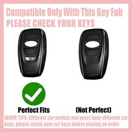 Rayslesan Key Fob Cover with Leather Holder Compatible with Airtag/RFID,Compatible with Subaru Ascent Forester WRX Impreza Outback STI BRZ,RFID Protector,Car Key Accessories(4-Button, Gold Pink)