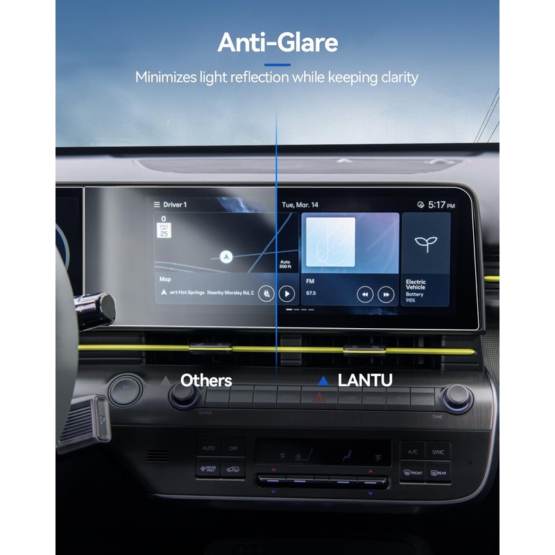 LANTU 4PCS Car Screen Protector for Hyundai Kona 2024 2025