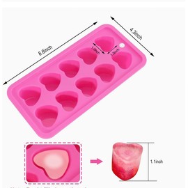 1Pc Pink Tray Heart Ice Cube Tray, BPA Free Heart Shaped Ice Cube Trays for Drinks, Dishwasher Safe Heart Silicone Molds for Making Candle, Candy, Specialty Tools and Gadgets
