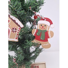 12x 6cm Gingerbread House/Man Christmas Tree Decoration Wooden Festive Ornament Baubles Xmas