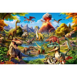 Jigsaw Puzzles 100 Pieces for Kids Jigsaw Puzzles for Kids 100 Piece Puzzle Educational Learning Toys for 5 6 7 8 9 Girls and Boys-Dinosaurs World