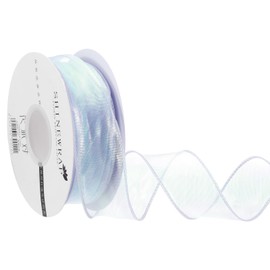 PATIKIL Iridescent Organza Ribbon 1-1/2 Inch x 10 Yard, Sheer Wired Shimmer Chiffon Ribbons Sparkly Fishtail Yarn Gift Ribbons with Scroll for Gift Wrapping Floral Bouquet, Purple