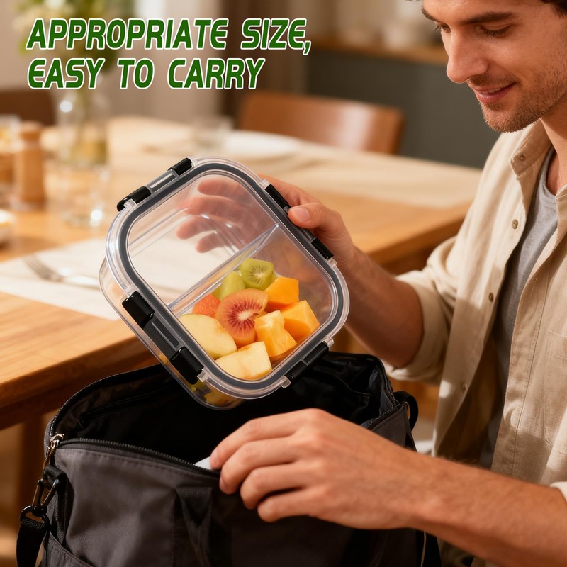 Wopgrty 5 Pack Bariatric Meal Prep Containers, 27 oz Glass