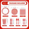 Grencian 168Pcs Red and White Gingham Party Decorations Red and