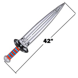 Huge 42" Silver Inflatable Swords - Stylish and Colorful Inflate Great for Carnivals and Parties (3 Pack)