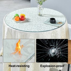 TesNus 18" Clear Round Glass Table Top, 1/4" Thick Tempered Glass Tabletop with Pencil Polished Edge, Glass Circle Table Top for Tabletop Protectors