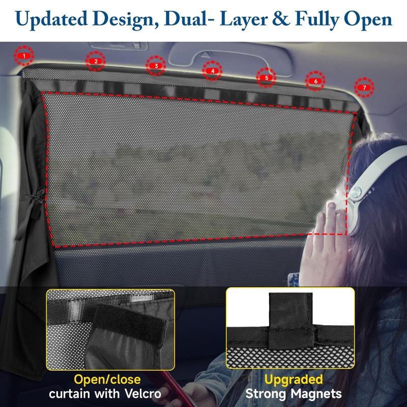Car Window Shades, [2025 Updated] 2 Pack Car Sun Shade