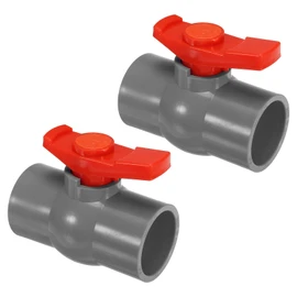 PATIKIL 2 Pack 50mm ID Ball Valve PVC Socket Type Shutoff Valve with Swivel Handle for Convenient Water Flow Control Gray/Red