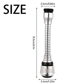 PUCIO Rompigetto Rubinetto Cucina, 2×lungo Prolunga, 360° Rubinetto Rotante Extender, Adattatore per Cucina, Bagno, Argento(15.5cm×3.4cm)