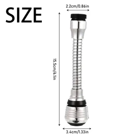 PUCIO Rompigetto Rubinetto Cucina, 2×lungo Prolunga, 360° Rubinetto Rotante Extender, Adattatore per Cucina, Bagno, Argento(15.5cm×3.4cm)