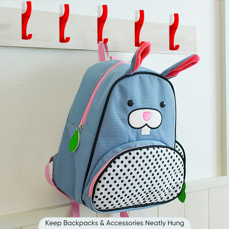 TOUGHOOK Unbreakable Plastic Safety Coat Hooks 10 Pack (Red)