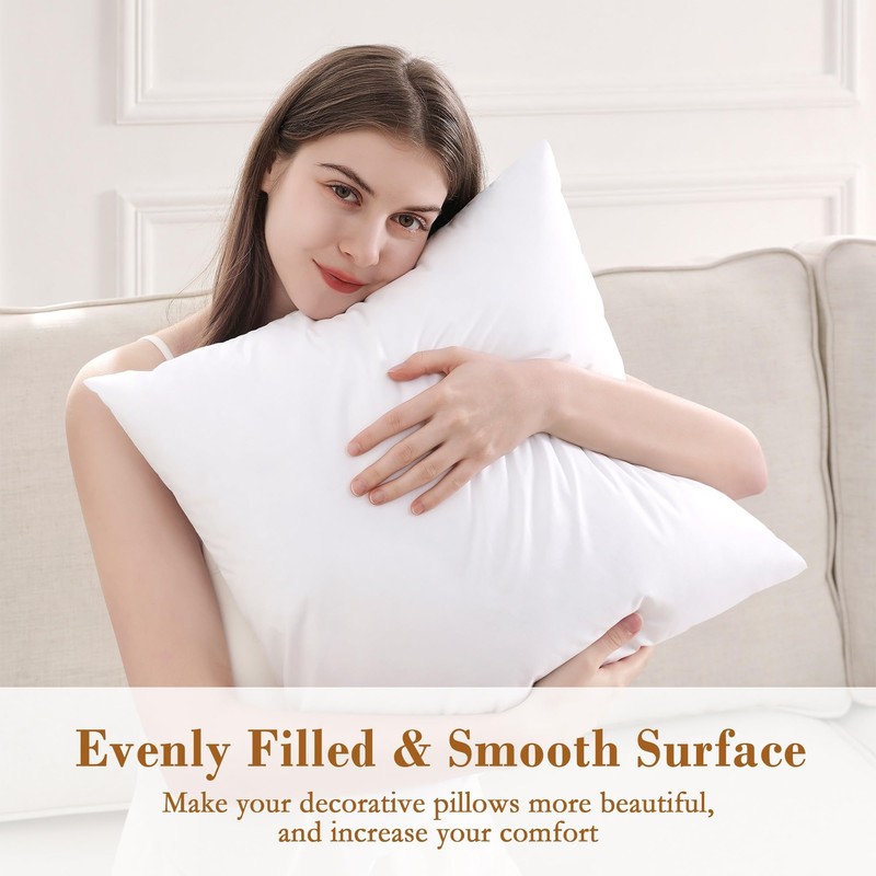 puredown® 16x16 Throw Pillow Inserts, 2 Pack Fluffy Soft Pillow