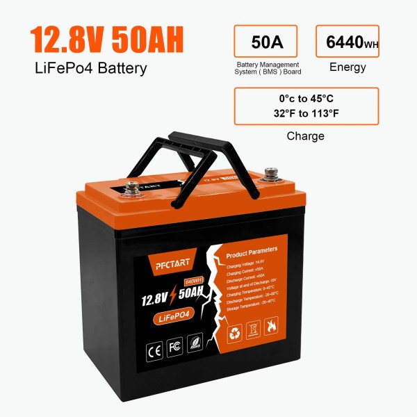 PFCTART LiFePO4 Deep Cycle Lithium Battery for RV Marine Off-Grid