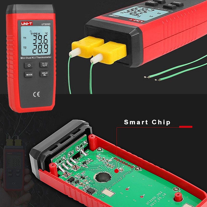 UT320D Dual Channel K/J Digital Thermometer, Thermocouple Temperature Meter Temperature