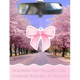 Pecfamly Car Air Freshener Cute - Cute Car Air Freshener - Bow Car Accessories - Coquette Car Accessories - Pink Air Freshener for Car - Cute Car Fresheners - Pink Car Air Freshener Hanging
