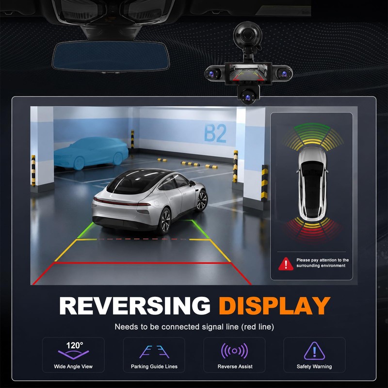 Volxcereo 5 Channel Dash Cam Front and Rear Left Right
