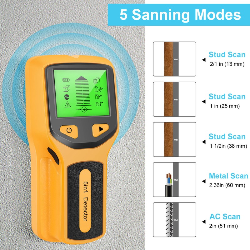 Stud Finder Wall Scanner Sensor 5 in 1 Detector LCD