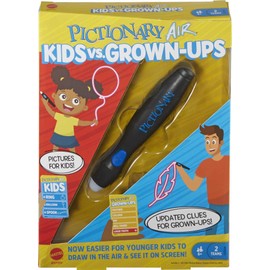 Mattel Games ​Pictionary Air Kids Vs. Grown-Ups Family Game for Game Night with Light Pen and Clue Cards, Connect to Smart Devices