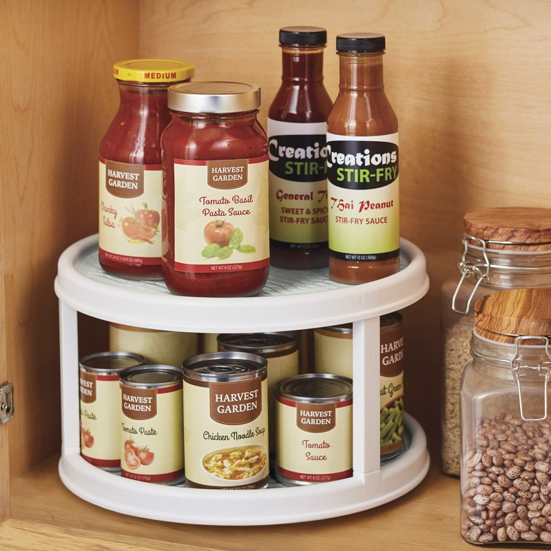 Copco Non-Skid 2 Tier Pantry Cabinet Lazy Susan Turntable, 12-Inch,